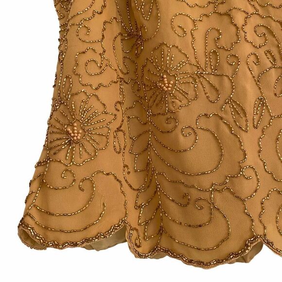 Vintage Gold Beads in Floral Design Sleeveless Top - Picture 5 of 12